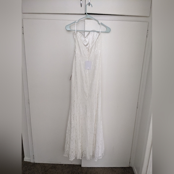 Lulu's Always Believe White Floral Lace Strapless Mermaid Maxi Dress XS - Picture 7 of 7